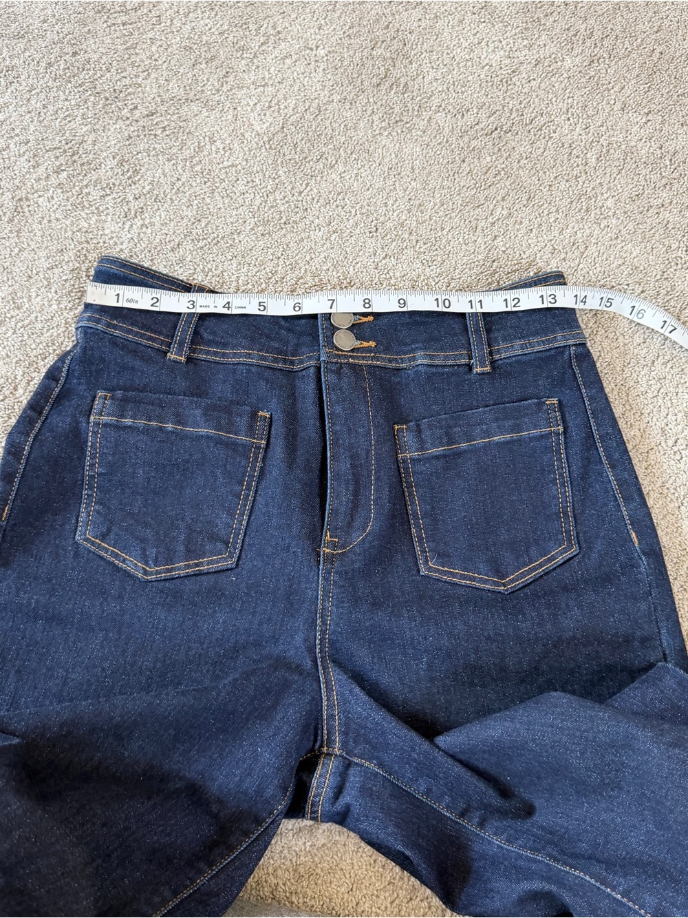 OAT New York Women’s Wide Leg High Rise Dark Wash Patch Pocket Jeans 4/27 - Picture 10 of 13